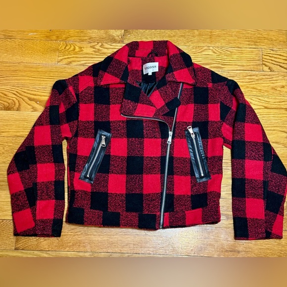 VIGOSS Buffalo Plaid Cropped Moto Jacket - Picture 5 of 7